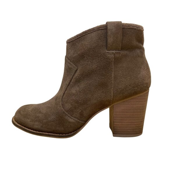 Splendid Women’s Brown Suede With Stacked Heel Western Ankle Boots Size 6.5-7 - Picture 4 of 10